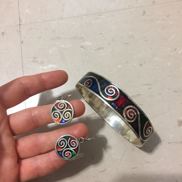 handmade earrings bracelet boho set - Picture 1 of 4